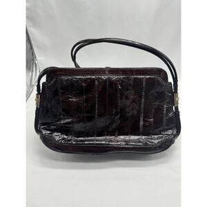 Vintage Eel Skin Brown Leather Purse Handbag old money preppy boho classic